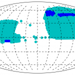 Sky coverage area of BOSS, showing new areas in dark blue