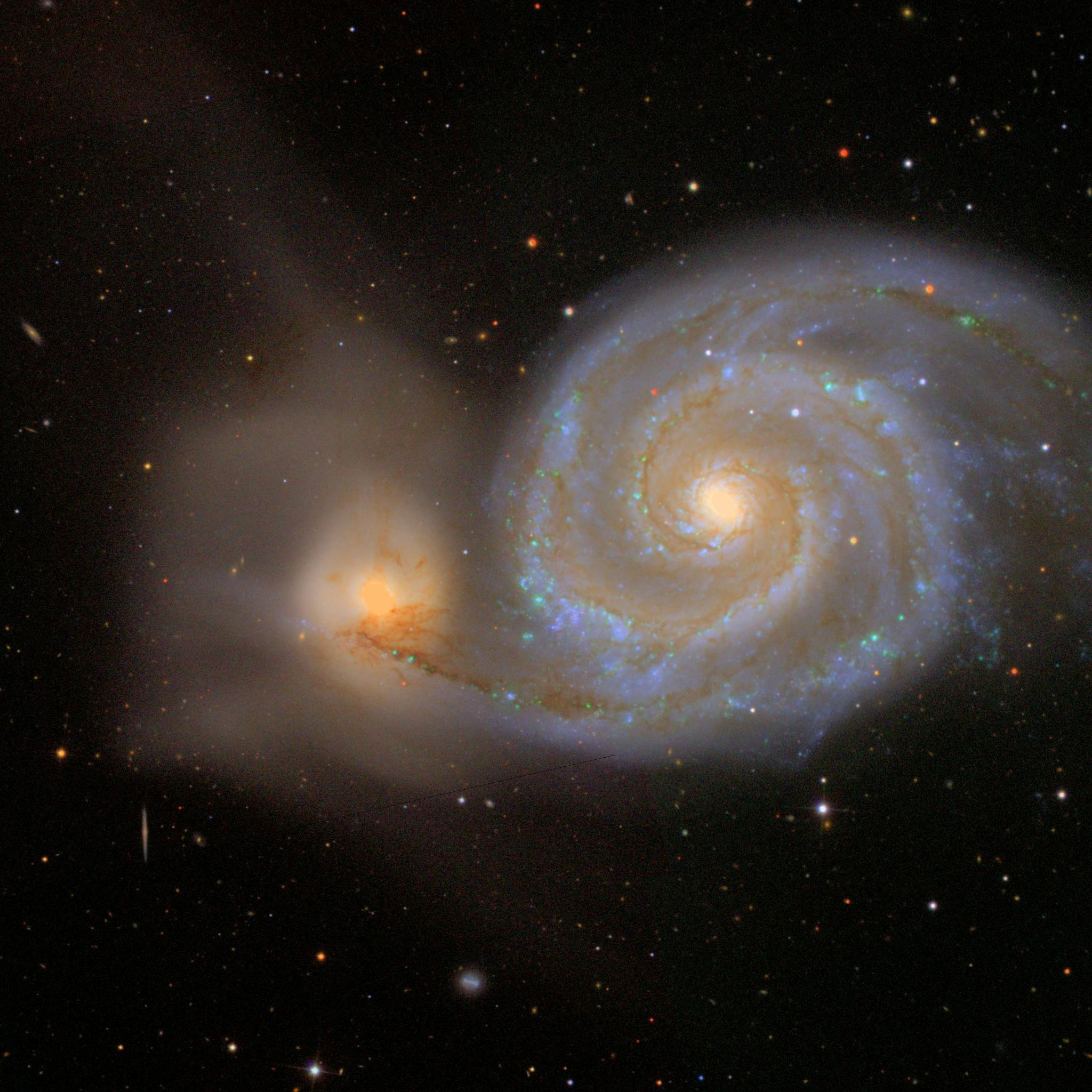 The bright spiral galaxy M51 and its fainter companion