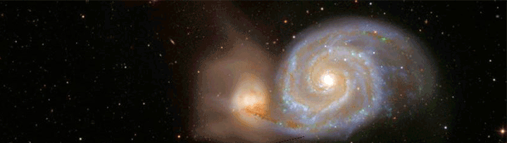 The large spiral galaxy M51 with its small spiral companion